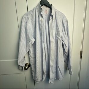 Brooks Brothers 346 Button Down Shirt Men's Size 16 2/3 Blue Stripe Office